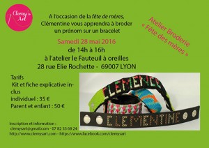 Atelier fête des mères broderie sur bracelet